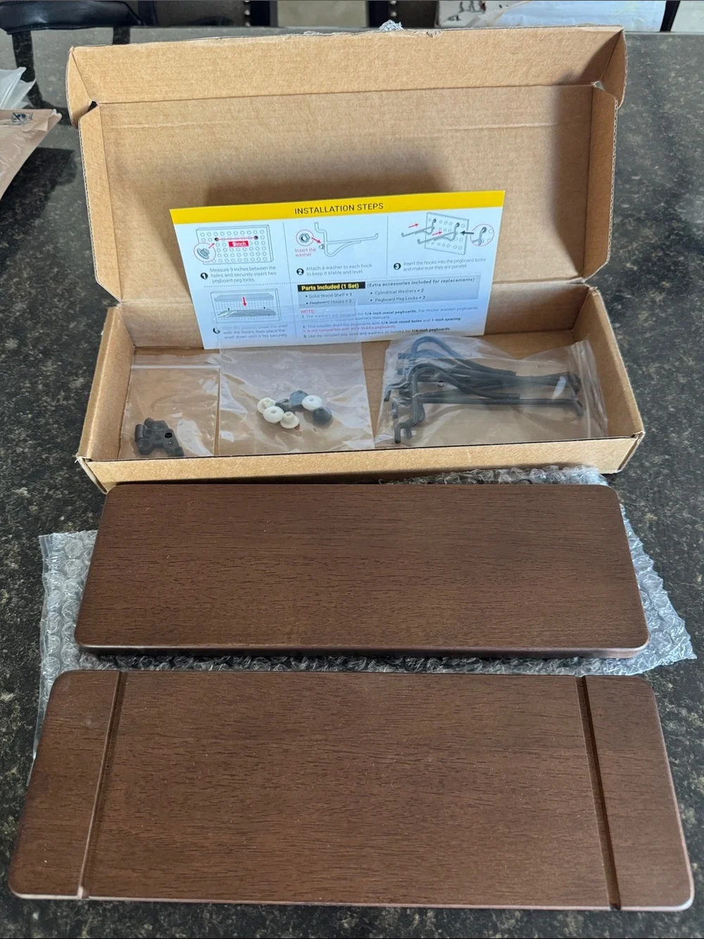Sempoma 2-Pak Pegboard Shelves In Walnut w/ Mounting Hardware/Instructions